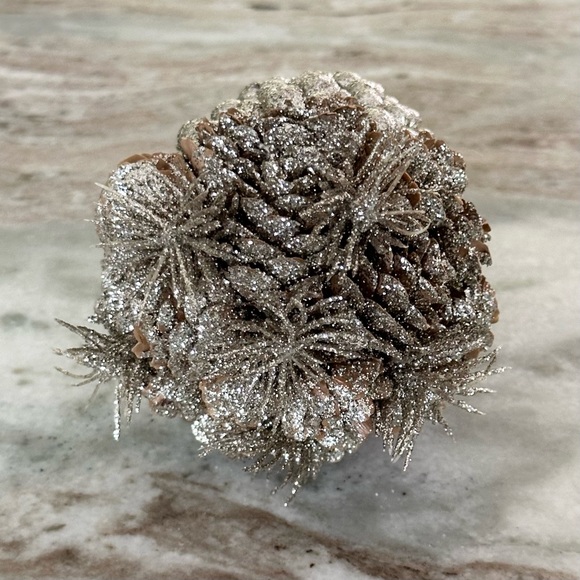Silver Glitter Decorative Pinecone Acorn - Holiday Christmas Decor - Picture 3 of 9